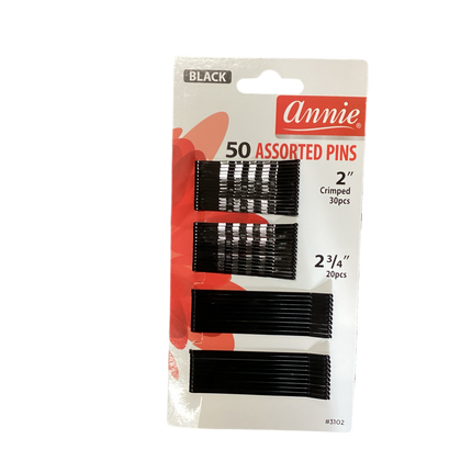 Annie Black Assorted Pins, 50