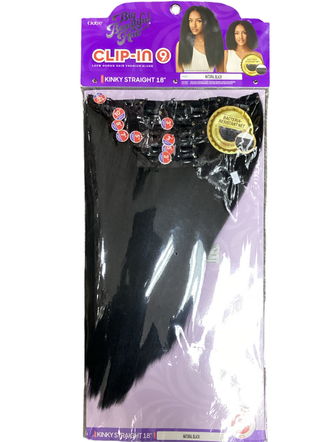 Big beautiful hair Clip-In 9pcs NATURAL YAKI 18" OUTRE