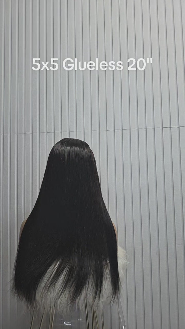 20" straight 5x5 Glueless lace wig.