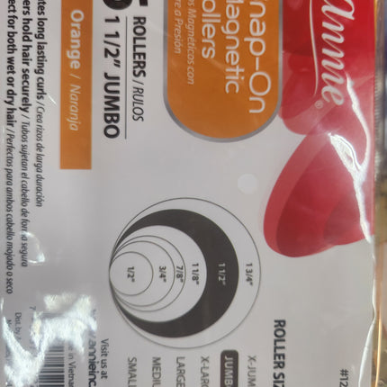 Annie Jumbo Snap-On Magnetic Rollers 6Pc Orange (6PC)