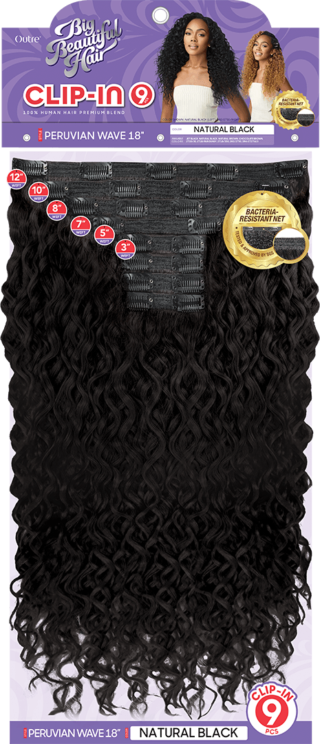 Big beautiful hair clip in 18" Peruvian wave