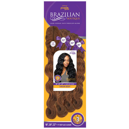 Brazilian Virgin Deep 18"20"22" + 4 Deep Lace Closure Premium Purple Pack