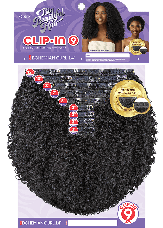 Big beautiful hair clip in Bohemian curl 14"