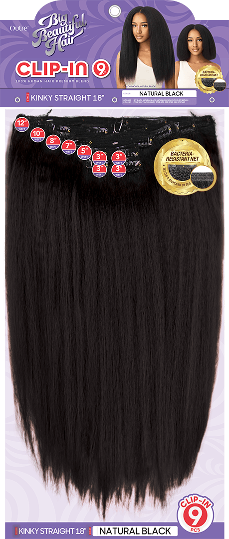 Big beautiful hair clip in kinky straight 18"