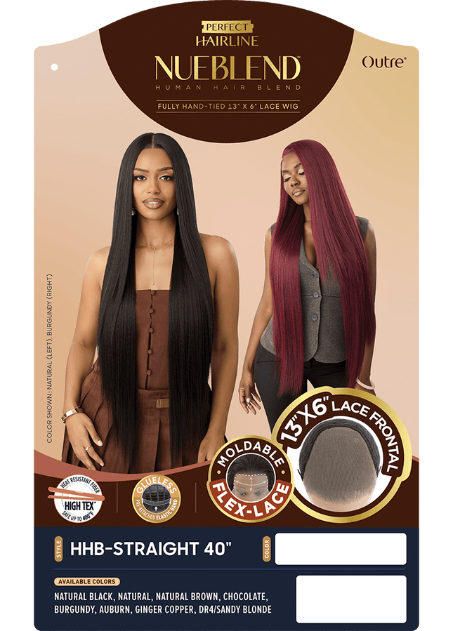 Outre Human Hair Blend Lace Front Wig Perfect Hairline Nueblend Glueless Fully Hand-Tied 13X6 HHB-Straight 40"