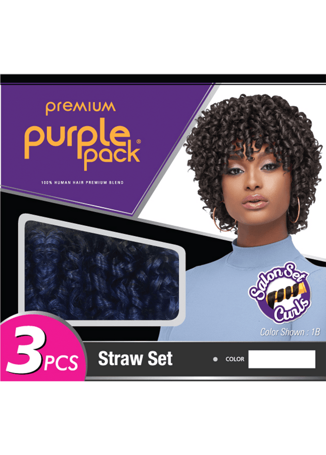 Premium purple pack 3pcs  straw set