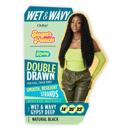 Outre Unprocessed Remy Human Hair Weave Sugar Punch 3 Bundles Wet N Wavy Gypsy Deep