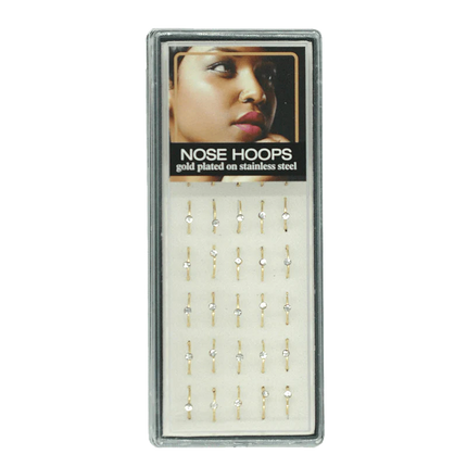 Nose Hoops Gold Plated + Rhinestone