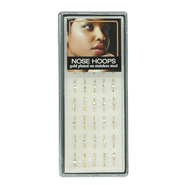 Nose Hoops Gold Plated + Rhinestone