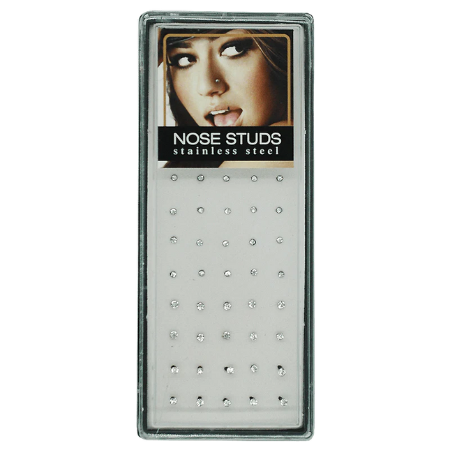 Nose Studs Stainless Steel Silver Set/Display (40PC)
